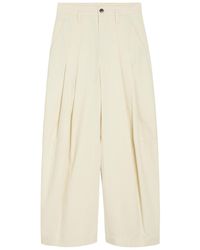 Brunello Cucinelli - Pleated Wide-Leg Cotton-Blend Trousers - Lyst