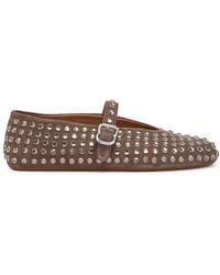 Alaïa - Crystal-Embellished Suede Ballet Flats - Lyst