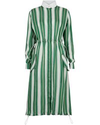 Wales Bonner - Balance Striped Midi Shirt Dress - Lyst