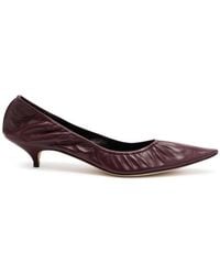 The Row - Elasticated Leather Kitten Heel Pumps - Lyst