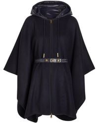 Moncler - Hooded Belted Wool-Blend Cape Coat - Lyst