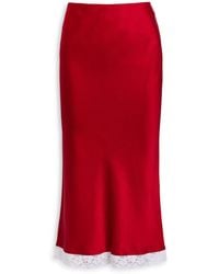 Victoria Beckham - Lace Trim Satin Midi Slip Skirt - Lyst