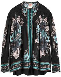 FARM Rio - Blossom Tapestry Floral-Print Chiffon Blouse - Lyst