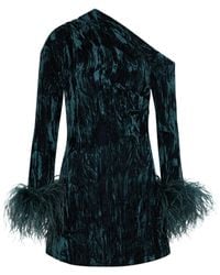 16Arlington - Adelaide Feather-trimmed Velvet Mini Dress - Lyst