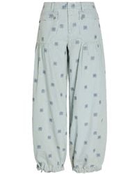 Free People - Lotus Striped Embroidered Balloon-Leg Jeans - Lyst