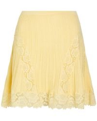 Self-Portrait - Lace-Trimmed Pointelle-Knit Mini Skirt - Lyst