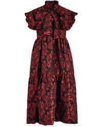 Sister Jane - Fantasy Floral-Jacquard Satin Midi Dress - Lyst