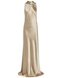 Galvan London - Sienna Scarf-Neck Satin Gown - Lyst