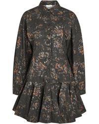 Ganni - Printed Stretch-Cotton Mini Shirt Dress - Lyst