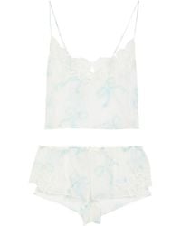 Skims - Romance Sheer Bow-Print Silk Pyjama Set - Lyst