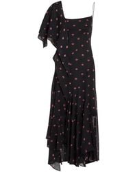 LIBEROWE - Aubrey Floral-Print Asymmetric Silk Midi Dress - Lyst