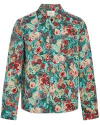 Les Deux - Floral-Jacquard Woven Overshirt - Lyst