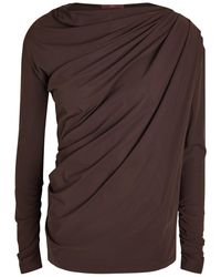 High - Aslant Draped Stretch-Jersey Top - Lyst