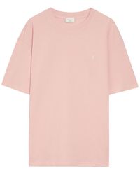 Saint Laurent - Logo-Embroidered Piqué Cotton-Blend T-Shirt - Lyst