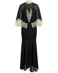 De La Vali - Cielo Lace-Trimmed Chiffon Cape And Maxi Dress - Lyst