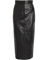 Nour Hammour - Ghalia Panelled Leather Midi Skirt - Lyst