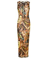 Jean Paul Gaultier - Papillon Printed Lace-Up Tulle Maxi Dress - Lyst