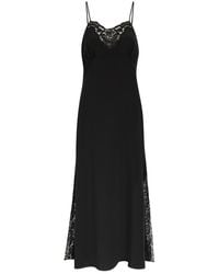 Chloé - Lace-Trimmed Silk Midi Dress - Lyst