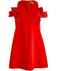 Stine Goya - Ruffled Crystal-Embellished Crepe Mini Dress - Lyst
