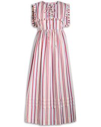 Damson Madder - Josephine Striped Cotton Midi Dress - Lyst