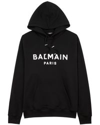 Balmain - Logo Hooded Cotton Sweatshirt - Lyst