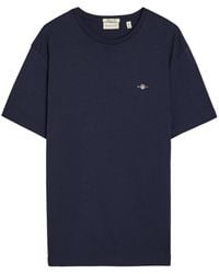 GANT - Logo-Embroidered Cotton T-Shirt - Lyst