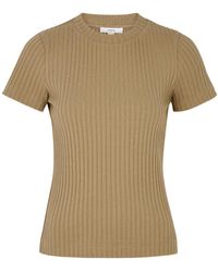 Vince - Ribbed Cotton-Blend T-Shirt - Lyst