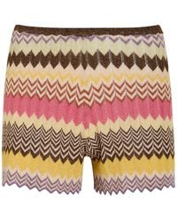 Faithfull the Brand - Raya Chevron Pointelle Metallic-Knit Shorts - Lyst