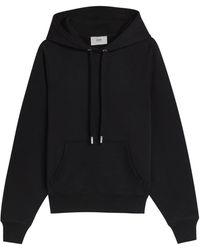 Ami Paris - Embossed Logo Hooded Cotton Sweatshirt - Lyst