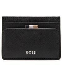 BOSS - Logo Saffiano Leather Card Holder - Lyst