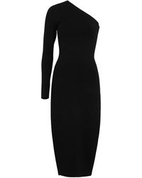 Victoria Beckham - Vb Body Black One-shoulder Stretch-knit Midi Dress - Lyst