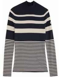 Moncler - Striped-Intarsia Ribbed Wool Top - Lyst