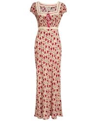 RIXO London - Maeva Floral-Print Crepe De Chine Maxi Dress - Lyst