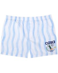 Casablancabrand - Striped Logo-Print Shell Swim Shorts - Lyst