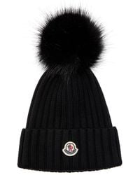 Moncler - Ribbed Wool Bobble Hat - Lyst