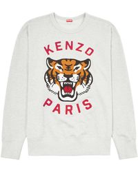 KENZO - Lucky Tiger Embroidered Cotton Sweatshirt - Lyst