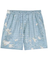 Amiri - Bleach Bandana Logo-Monogrammed Silk-Satin Shorts - Lyst