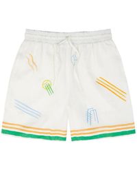 Casablancabrand - Printed Linen Shorts - Lyst