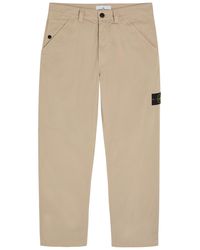 Stone Island - Cotton Ripstop Straight-Leg Cotton Trousers - Lyst