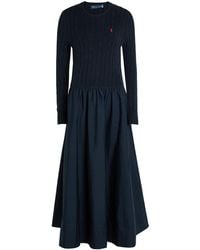 Polo Ralph Lauren - Logo Stretch-Cotton Midi-Dress - Lyst