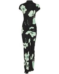 Alaïa - Floral-Print Jersey Maxi Dress - Lyst
