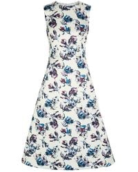 Emilia Wickstead - Rumi Floral Satin Fit & Flare Midi Dress - Lyst