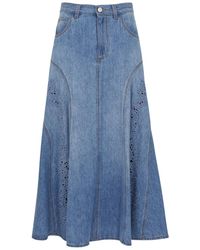 Chloé - Cut-Out Embroidered Midi Skirt - Lyst