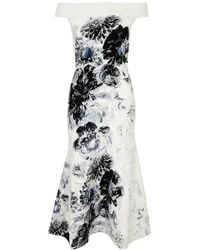 Alexander McQueen - Floral-Intarsia Knitted Midi Dress - Lyst