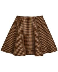 Ganni - Gingham Crinkled Taffeta Mini Skirt - Lyst