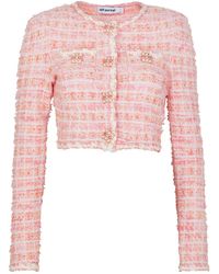 Self-Portrait - Checked Bouclé Knitted Cardigan - Lyst