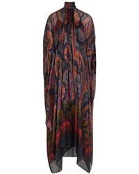 Etro - Printed Gathered Silk-Chiffon Midi Dress - Lyst