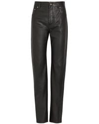 Versace - Straight-Leg Leather Trousers - Lyst