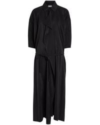Lemaire - Belted Brushed Silk-Blend Midi Shirt Dress - Lyst