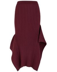 Stella McCartney - Ribbed Asymmetric Knit Midi Skirt - Lyst